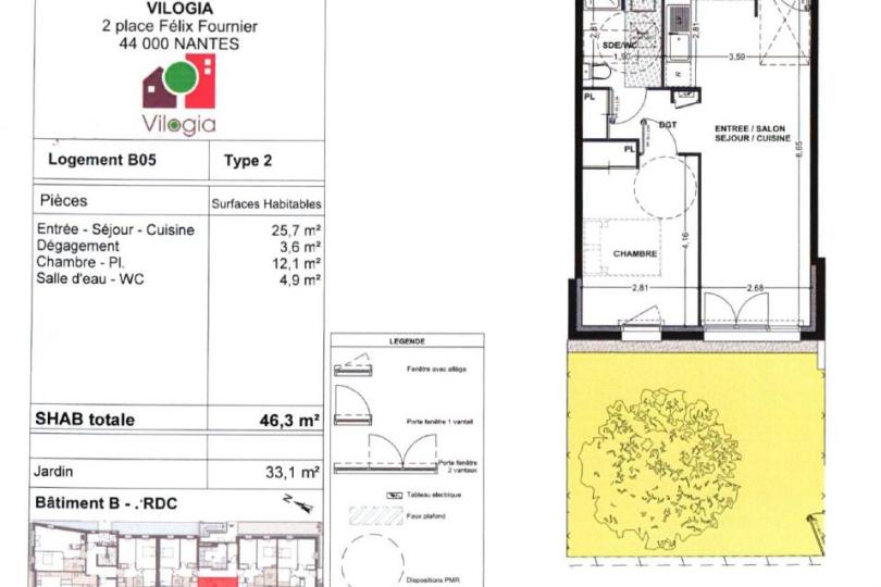 Photo n°3 - Louer un appartement 2 pièces<br/> de 46 m² à Nantes (44300)